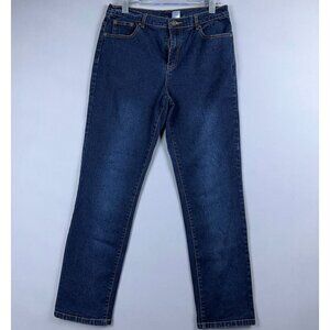 Diane Gilman Slim Straight Leg Jeans Womens Size 10 High Rise Dark Wash Blue